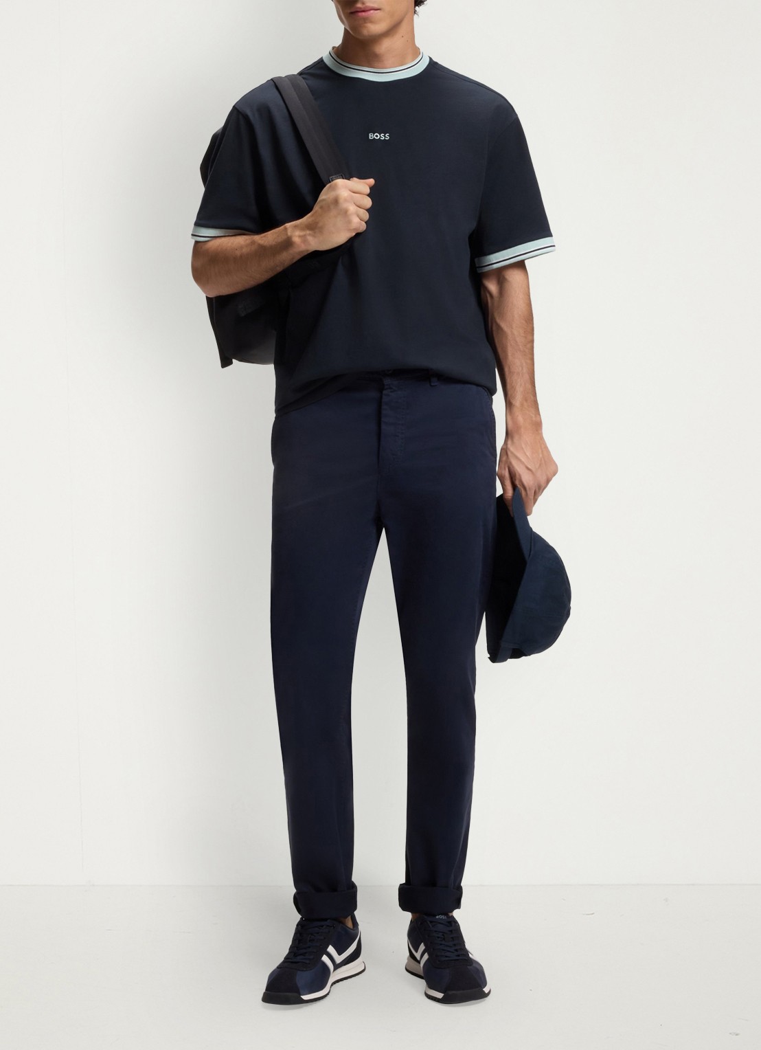 BOSS T-shirt met logo - voorkant 2 dark blue-404 / blauw