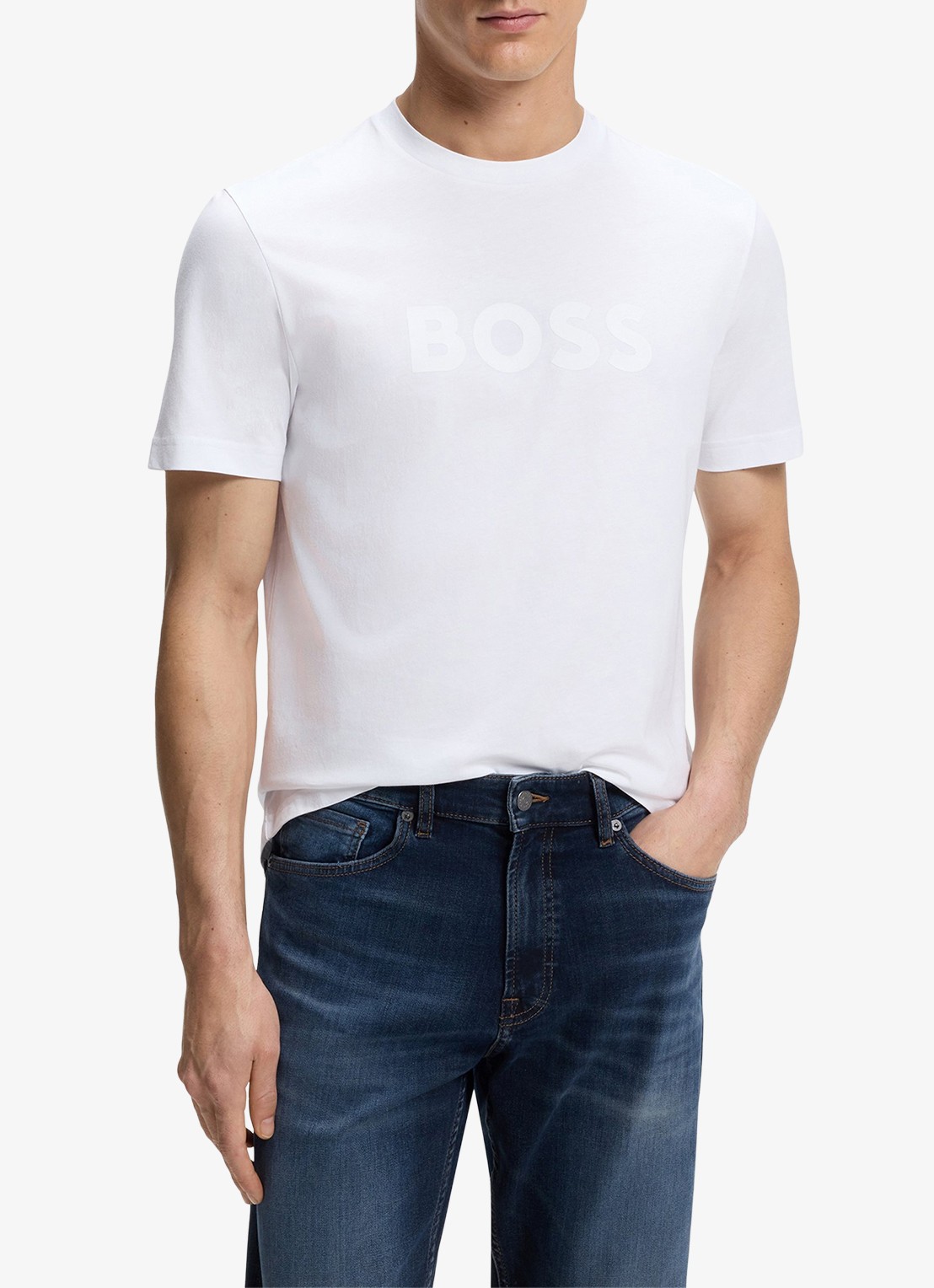 BOSS T-shirt met logo - detail 3 wit
