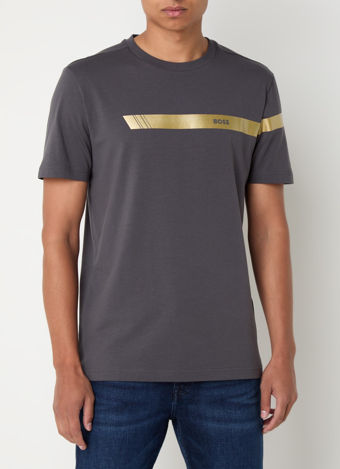 BOSS T-shirt met logo - detail 2 antraciet