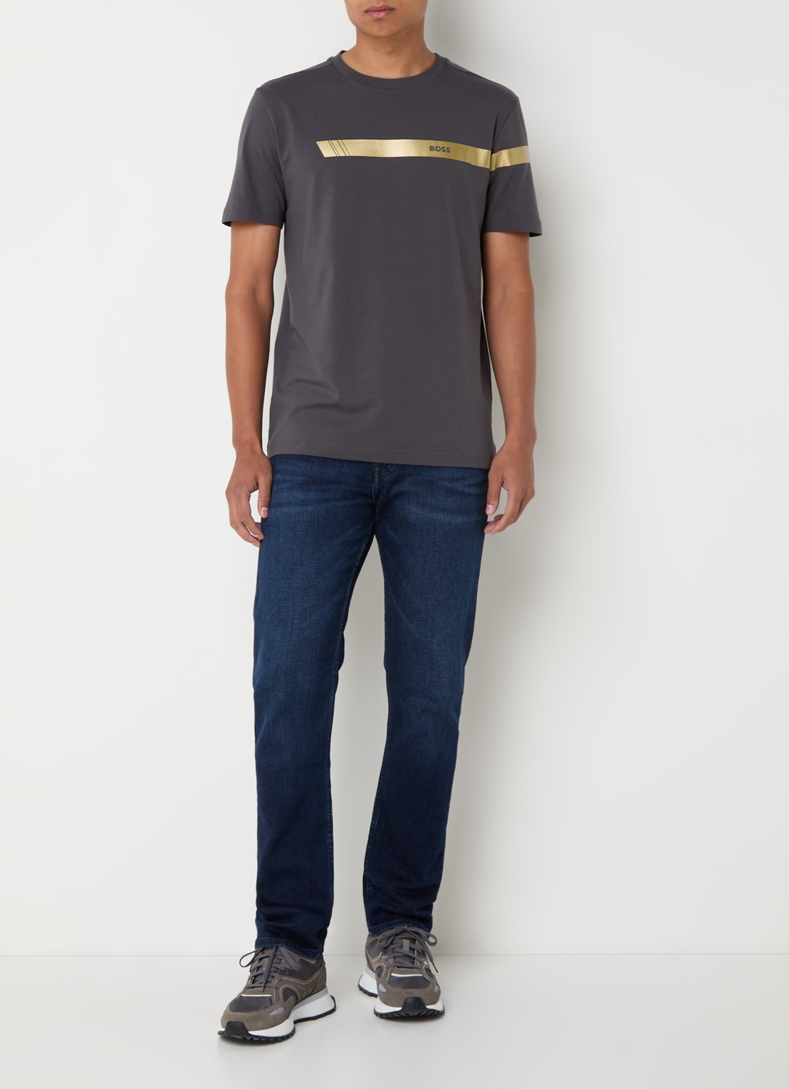 BOSS T-shirt met logo - voorkant 4 antraciet
