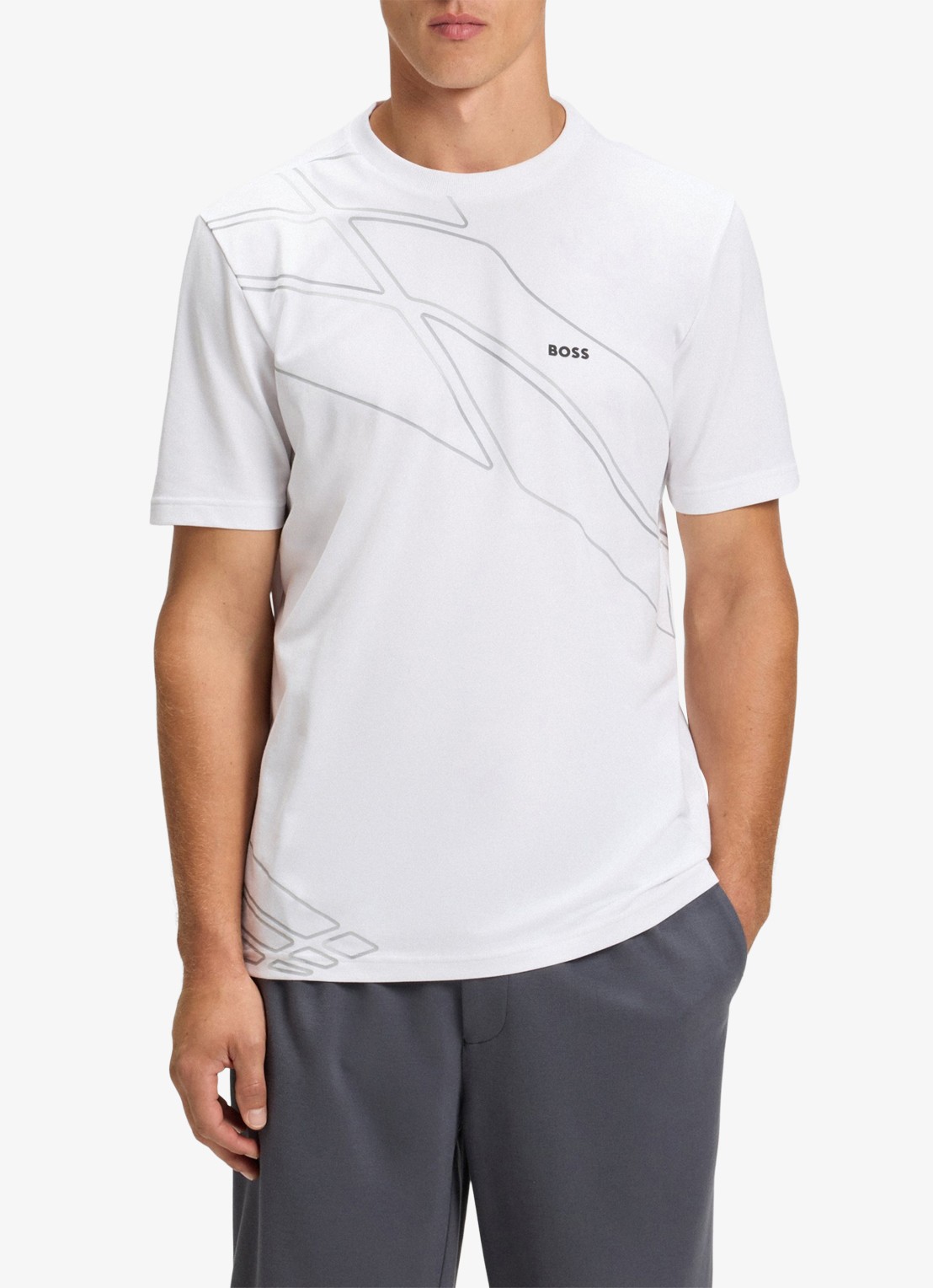 BOSS T-shirt met logo - detail 4 wit