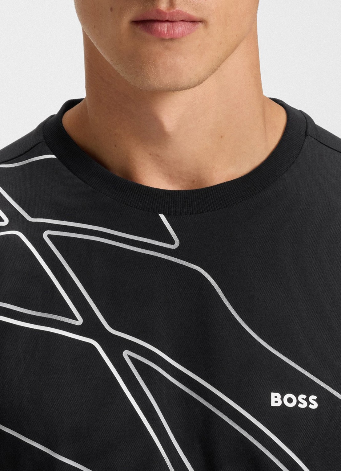 BOSS T-shirt met logo - detail 5 donkerblauw