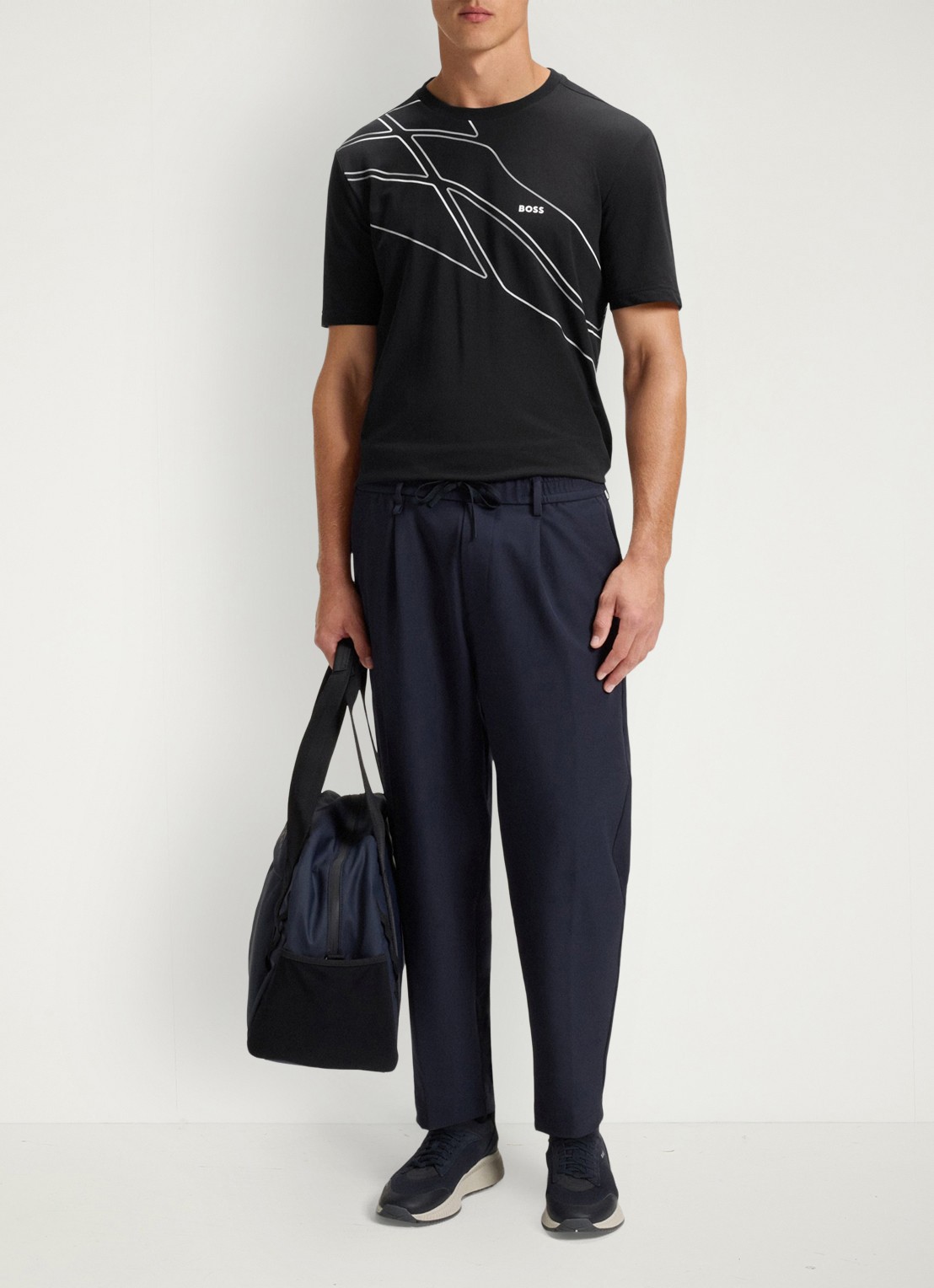 BOSS T-shirt met logo - voorkant 2 donkerblauw