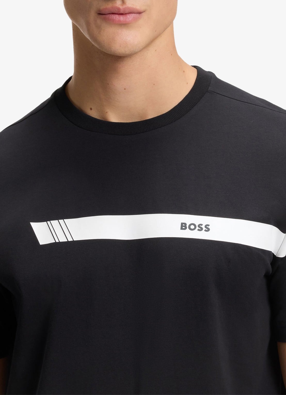 BOSS T-shirt met logo - detail 3 donkerblauw