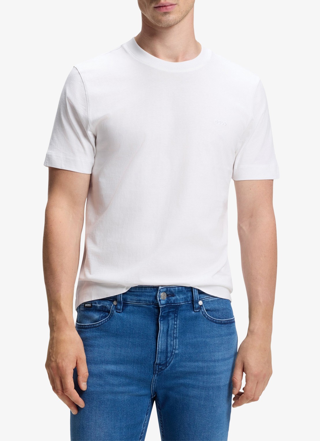 BOSS T-shirt met logo - detail 4 wit