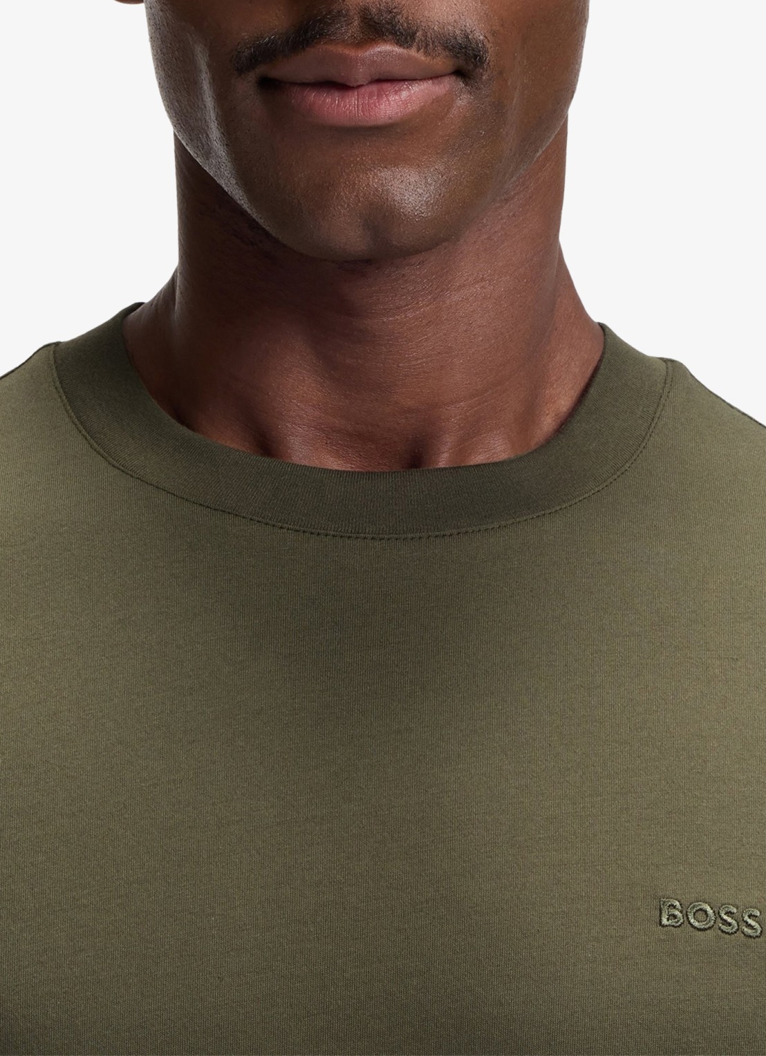 BOSS T-shirt met logo - detail 5 legergroen