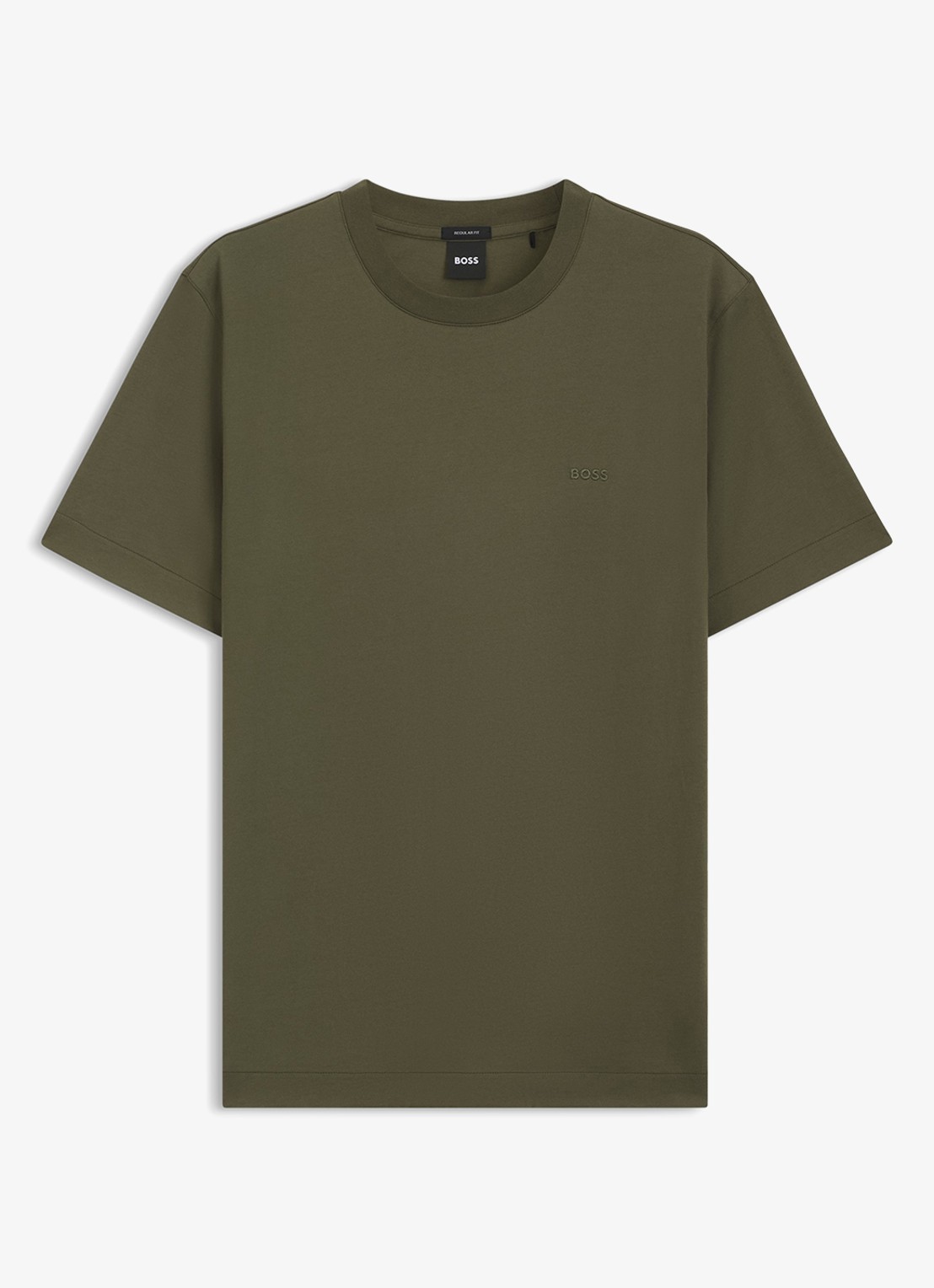 BOSS T-shirt met logo - voorkant legergroen