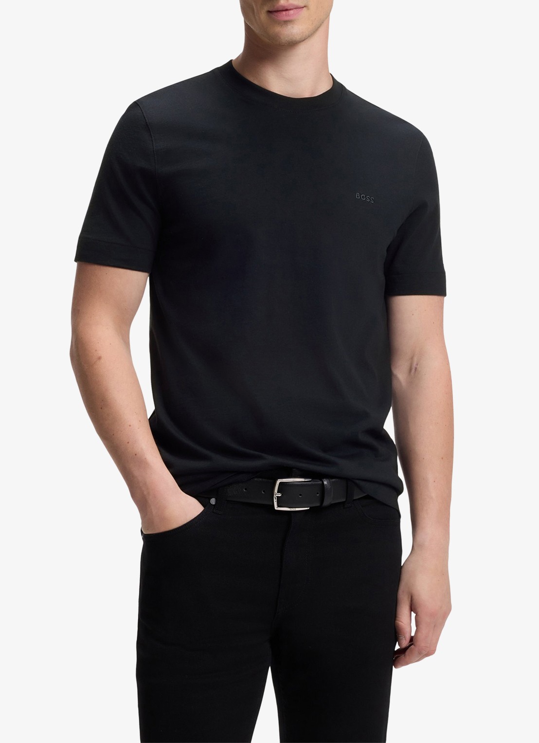 BOSS T-shirt met logo - detail 4 donkerblauw