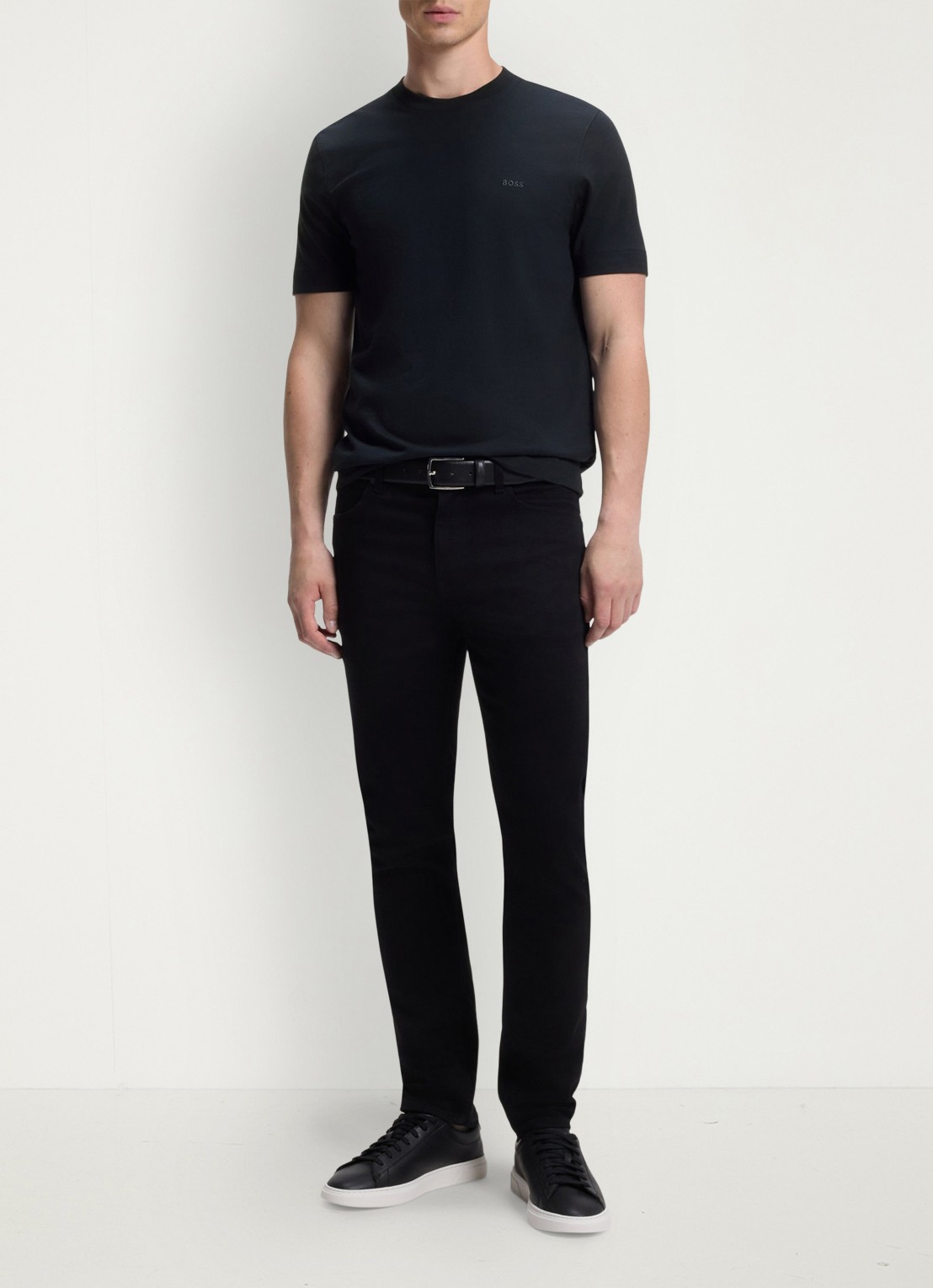 BOSS T-shirt met logo - voorkant 3 donkerblauw