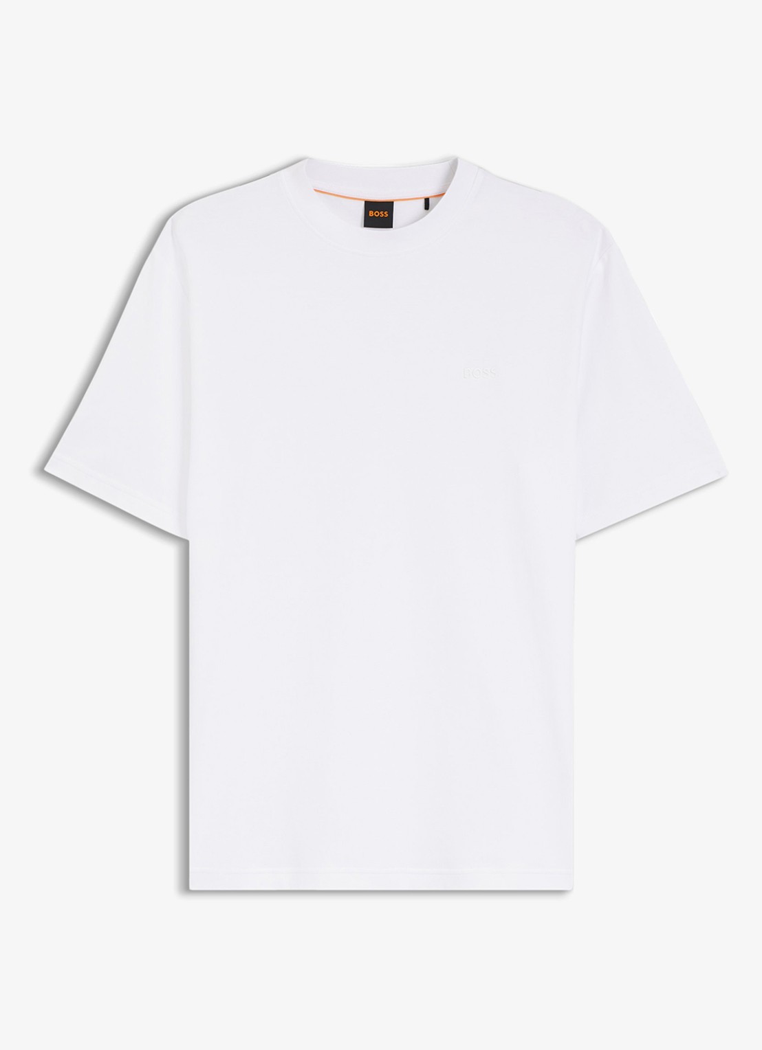 BOSS T-shirt met logoborduring  - voorkant wit