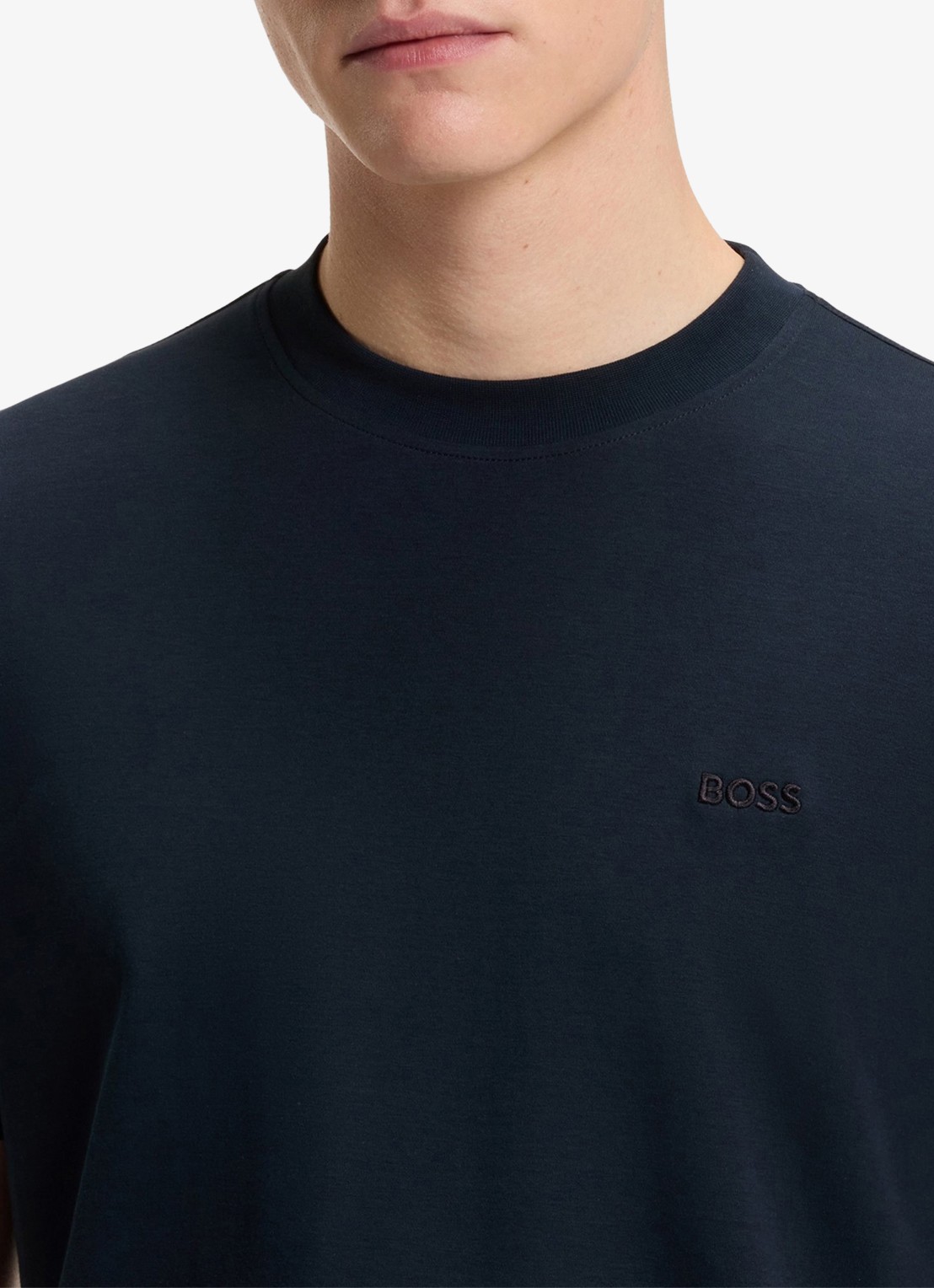 BOSS T-shirt met logoborduring  - detail 2 donkerblauw