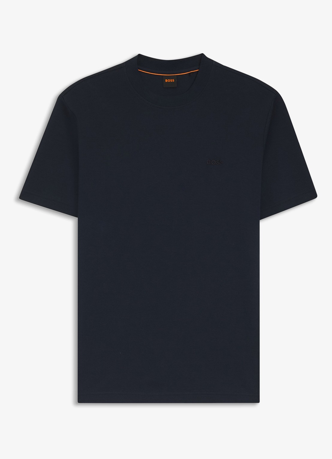 BOSS T-shirt met logoborduring  - voorkant 4 donkerblauw