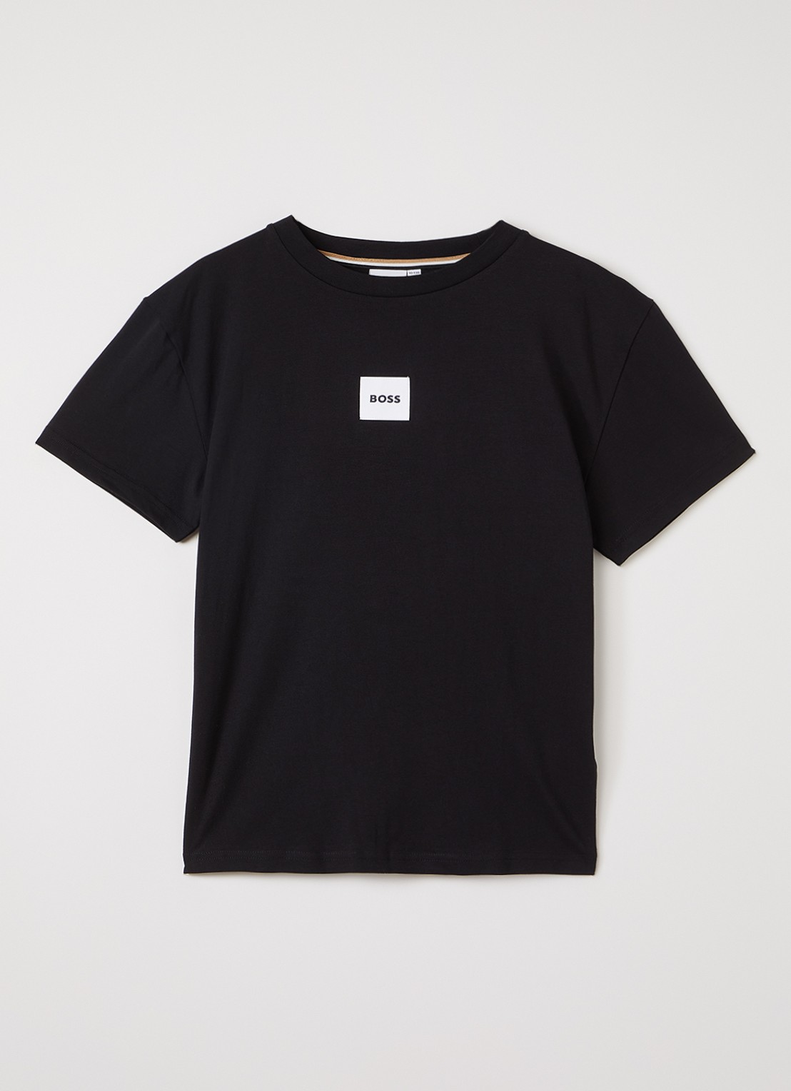 BOSS T-shirt met logoborduring - voorkant zwart