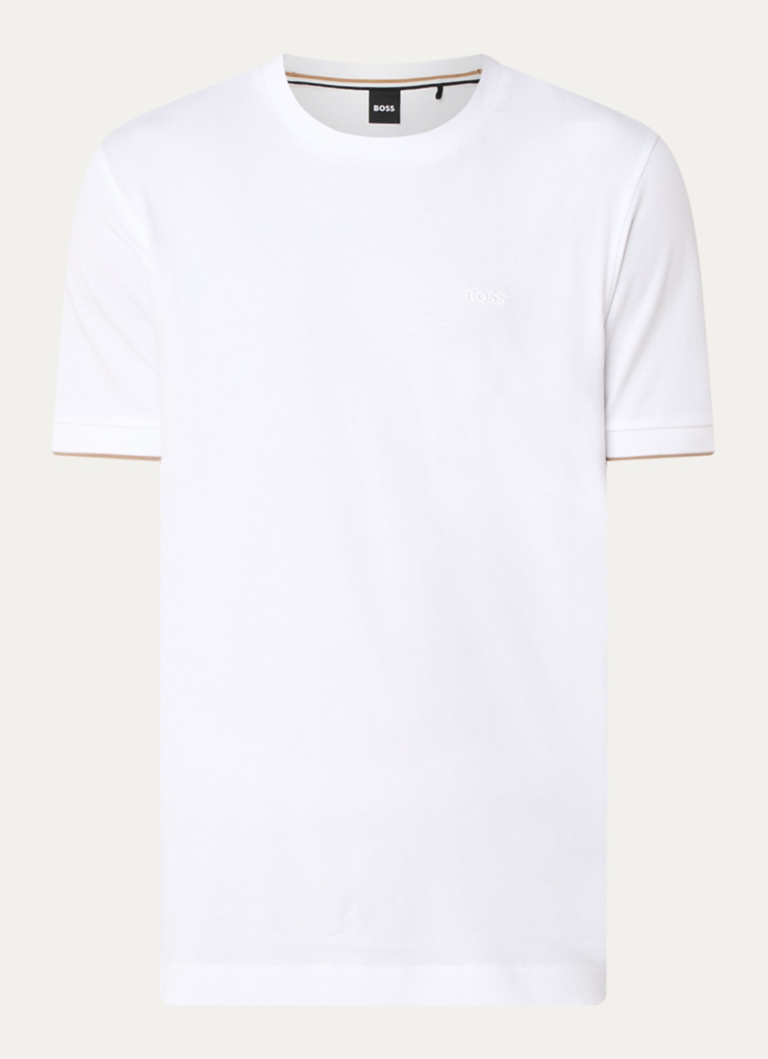 BOSS T-shirt met logoborduring - voorkant 2 white-100 / wit