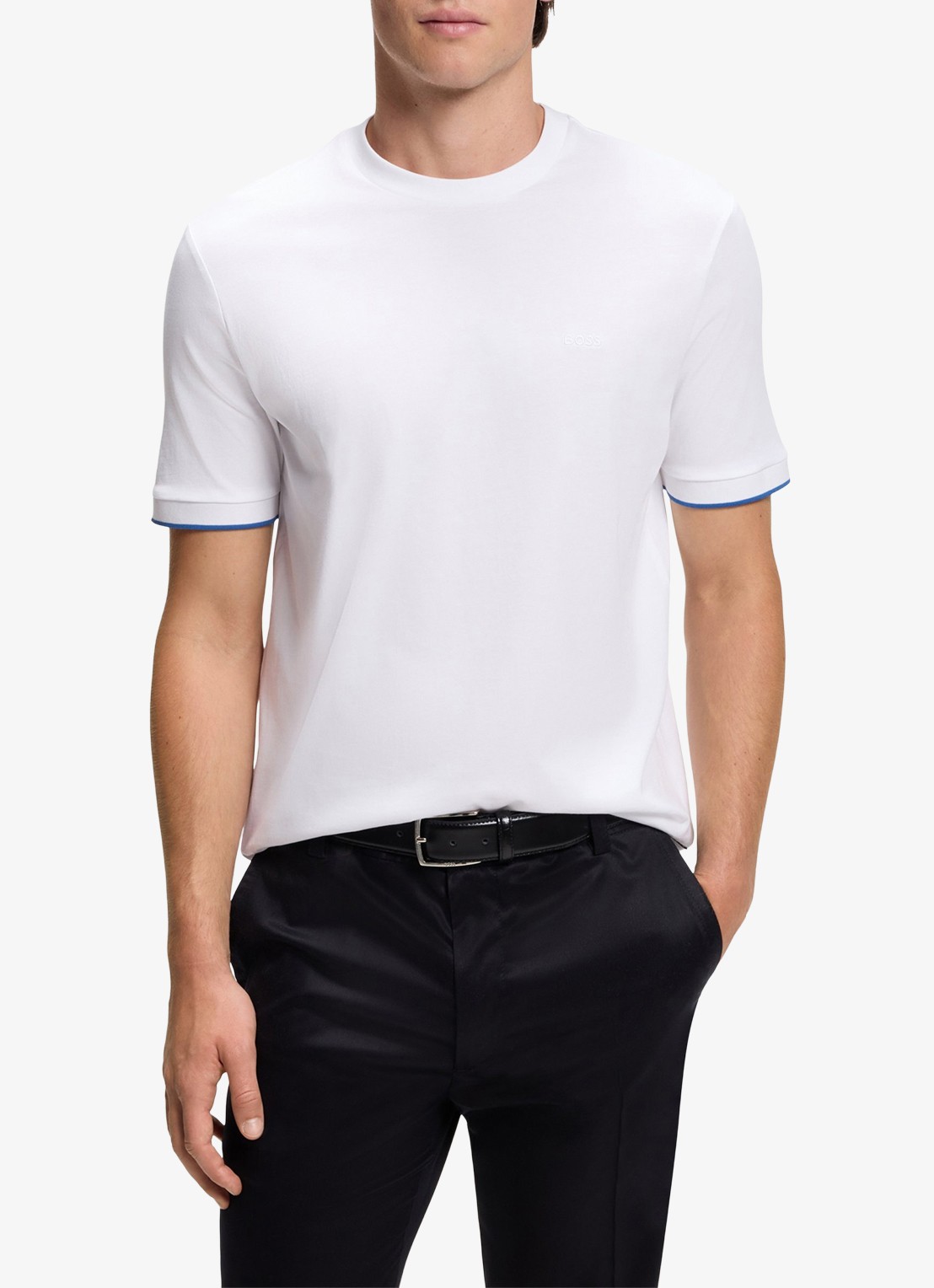 BOSS T-shirt met logoborduring - detail 2 natural-101 / wit