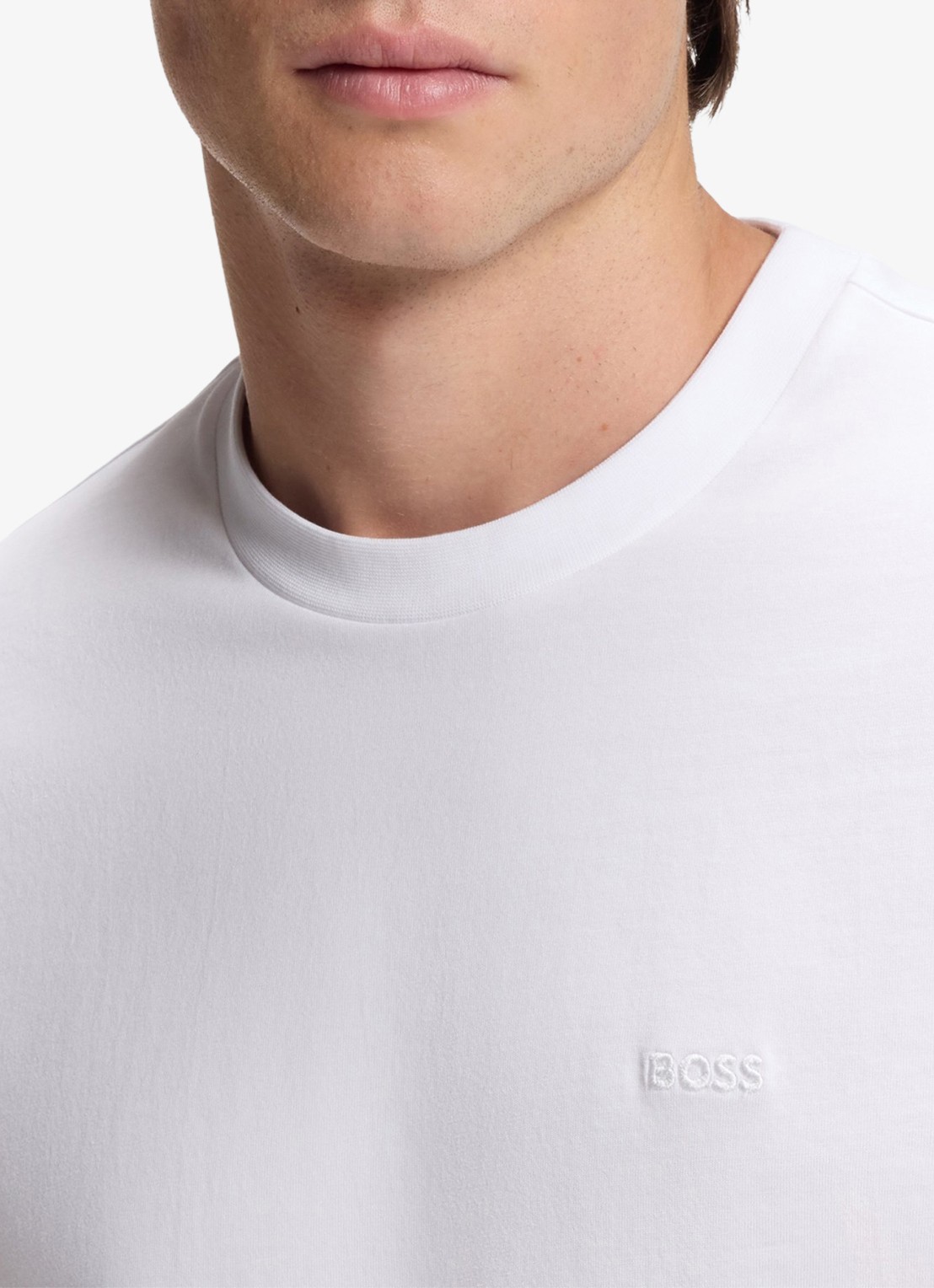 BOSS T-shirt met logoborduring - detail 4 natural-101 / wit