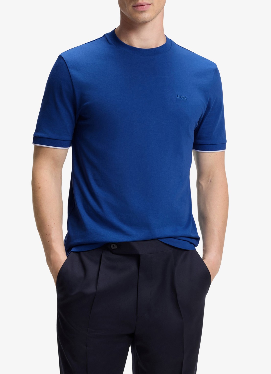 BOSS T-shirt met logoborduring - detail 3 medium blue-429 / blauw