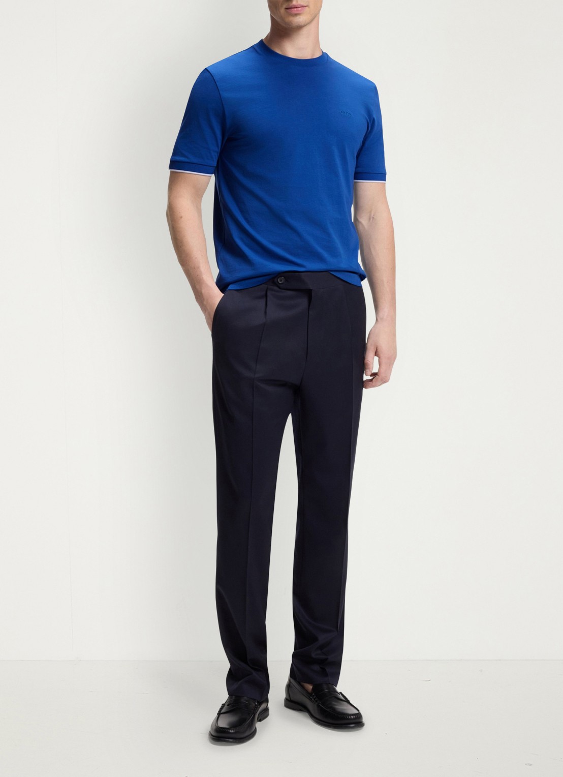 BOSS T-shirt met logoborduring - voorkant 5 medium blue-429 / blauw