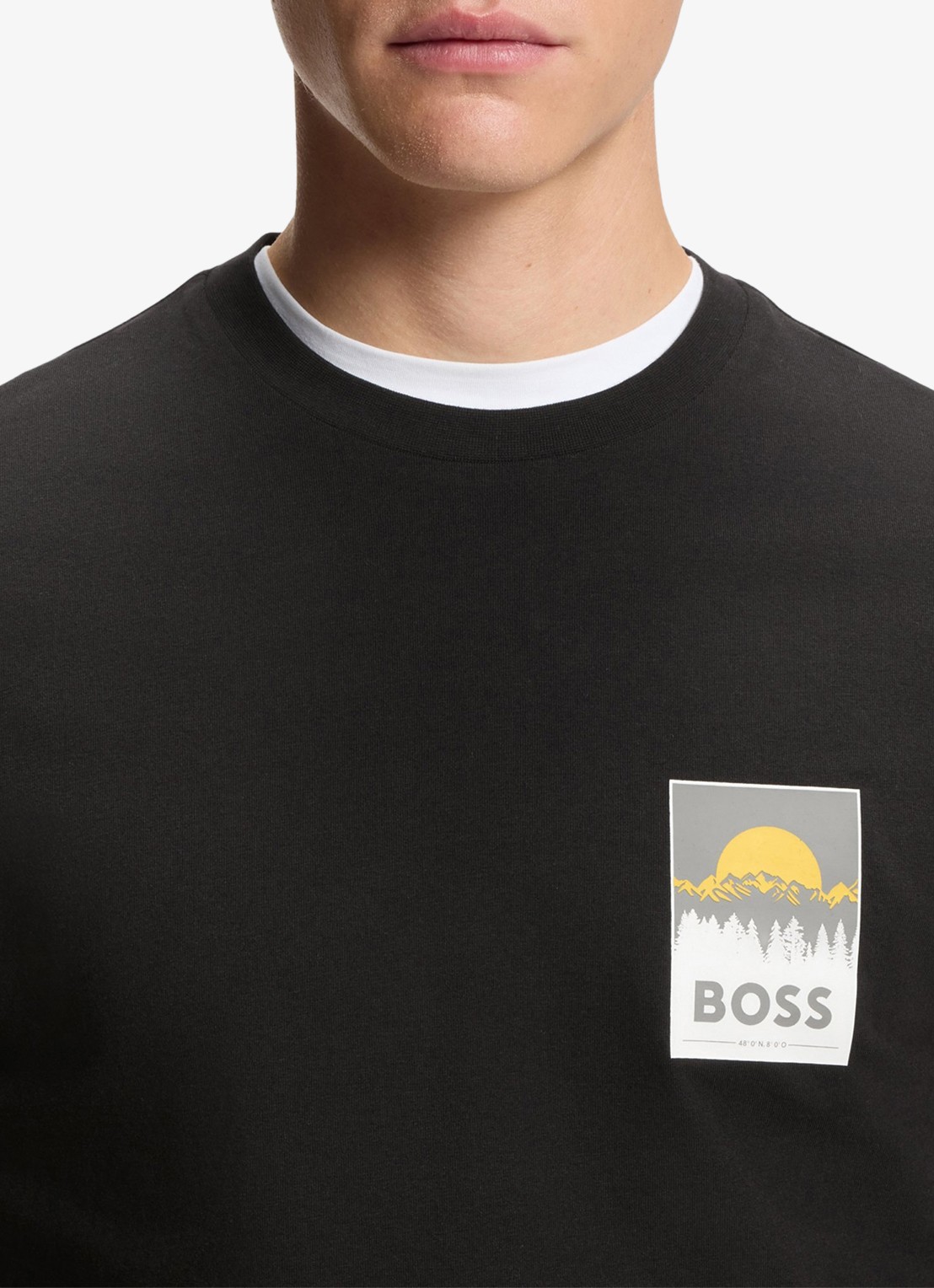 BOSS T-shirt met logoprint - detail 5 zwart