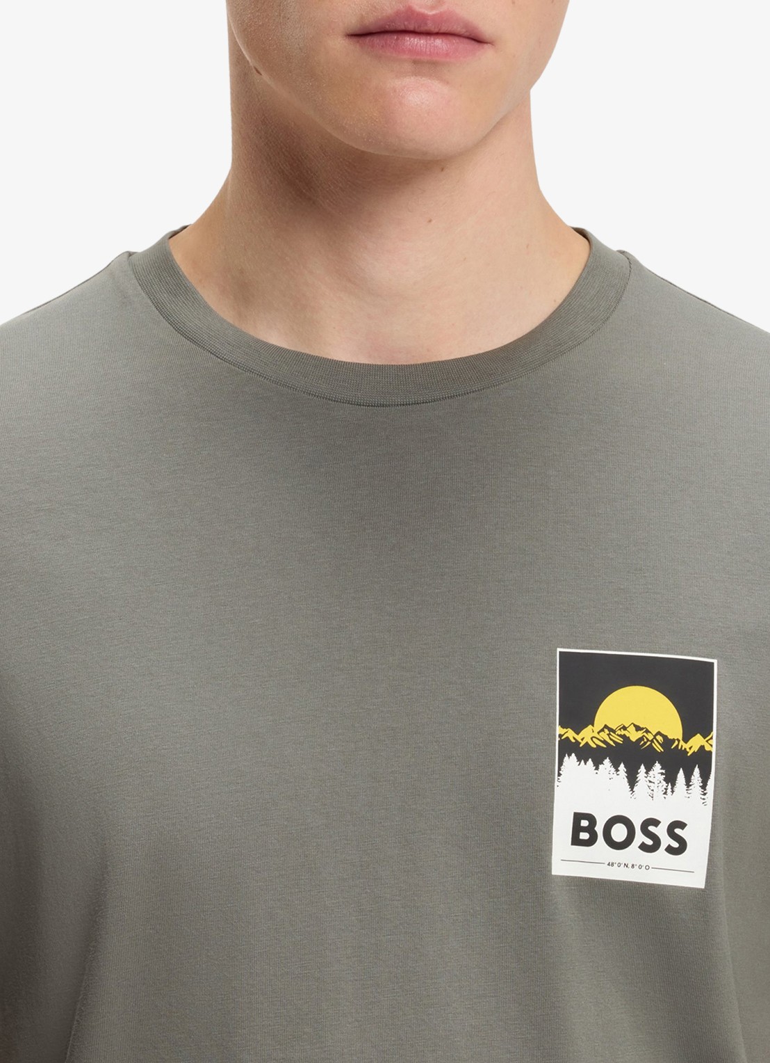 BOSS T-shirt met logoprint - detail 2 grijs