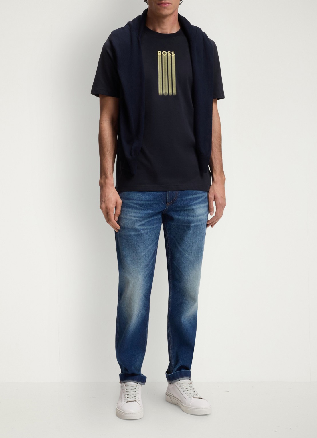 BOSS T-shirt met logoprint - voorkant 2 dark blue-404 / blauw
