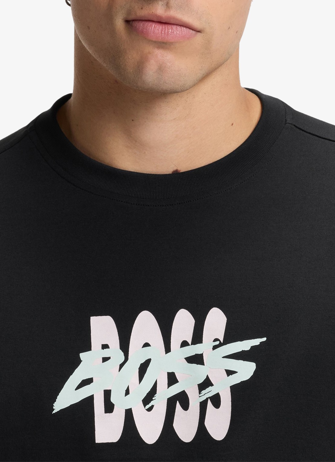 BOSS T-shirt met logoprint - detail 2 black-001 / zwart
