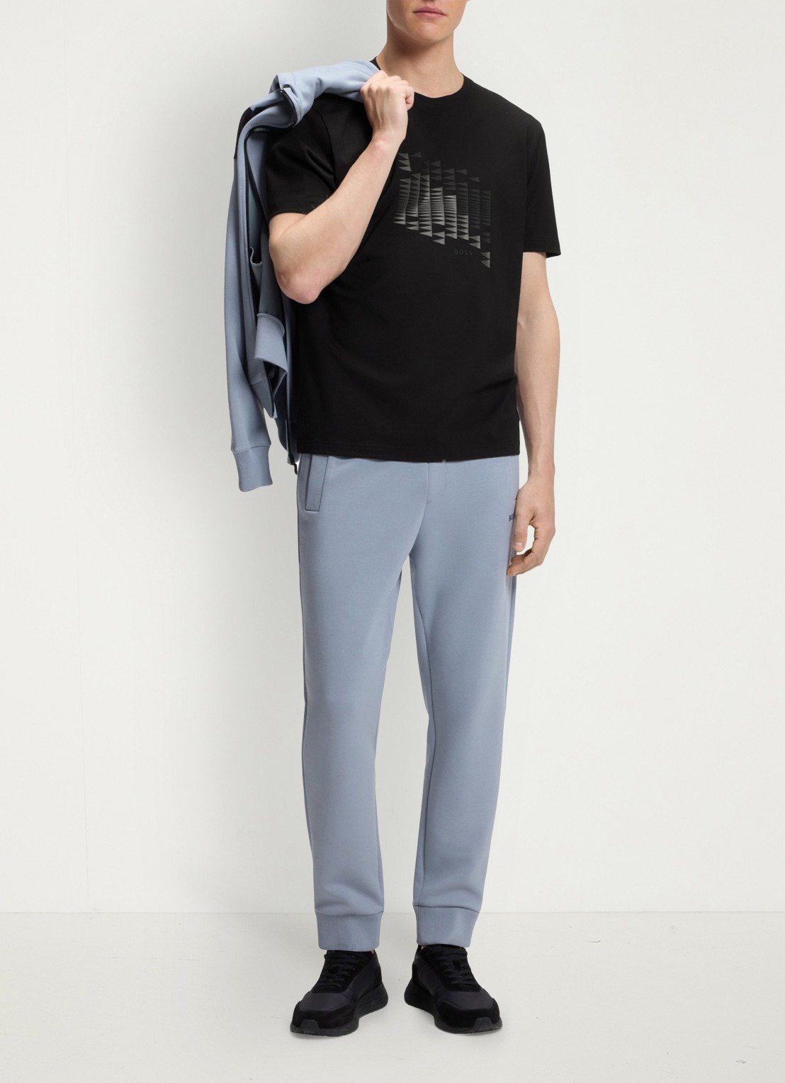BOSS T-shirt met logoprint - voorkant 2 zwart