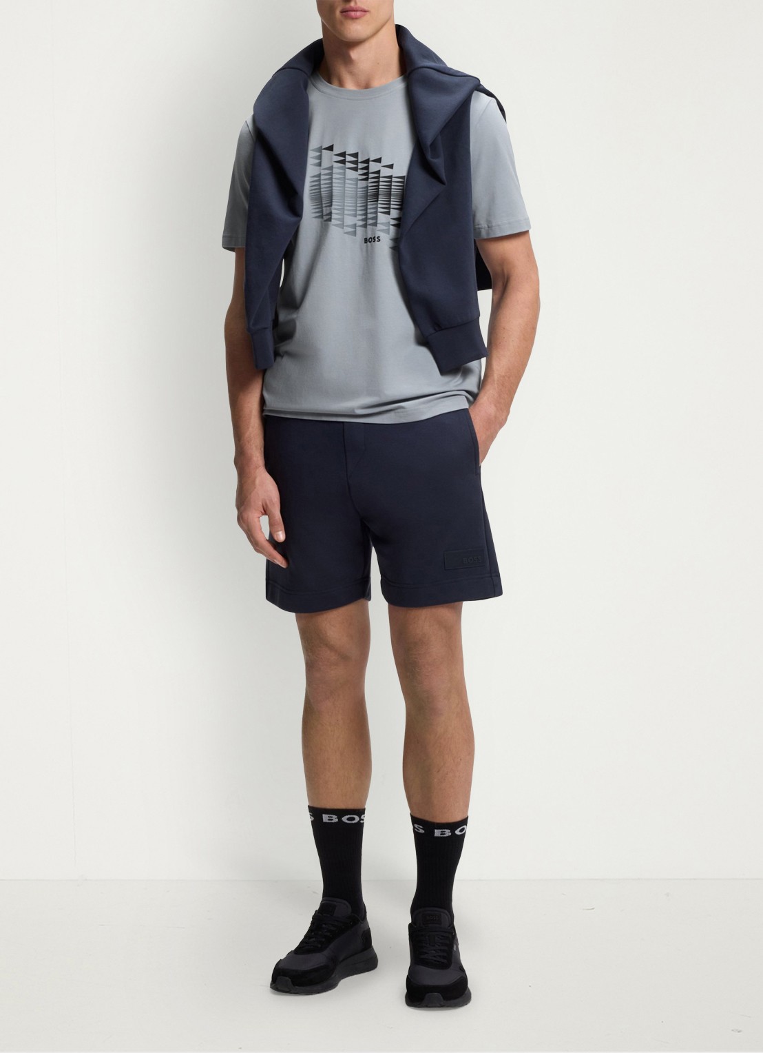 BOSS T-shirt met logoprint - voorkant 5 dark grey-026