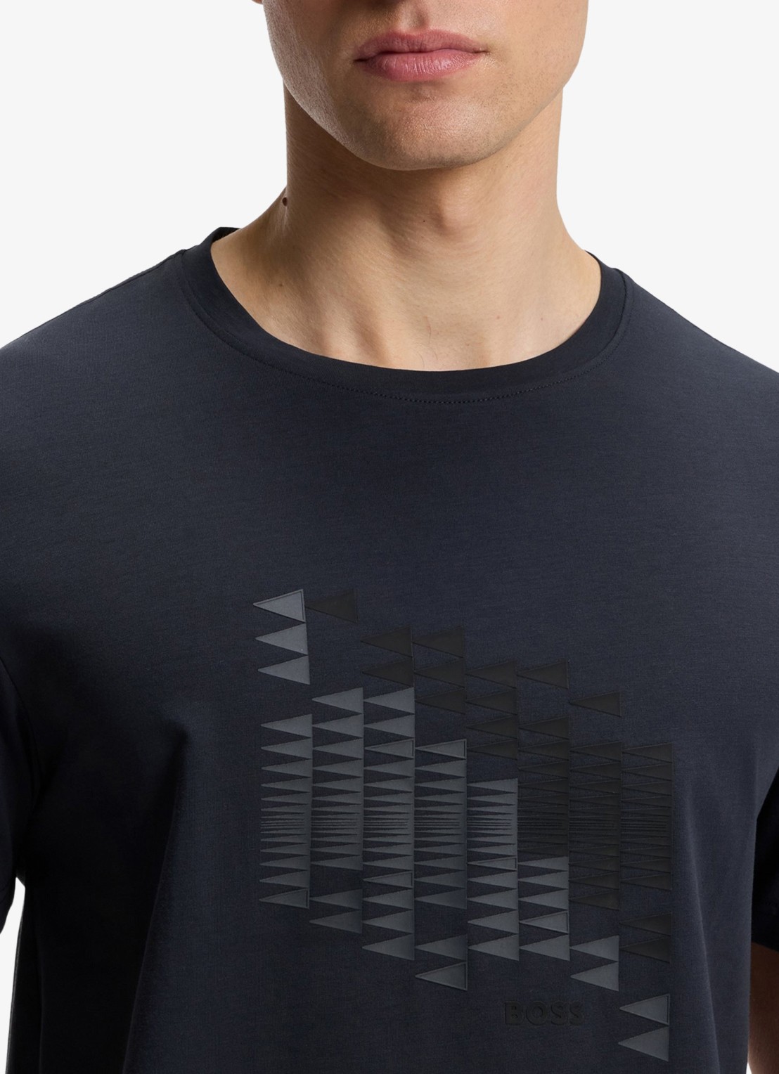BOSS T-shirt met logoprint - detail 2 donkerblauw