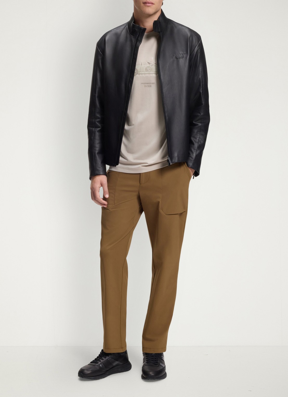 BOSS T-shirt met logoprint - voorkant 5 open beige-299 / beige