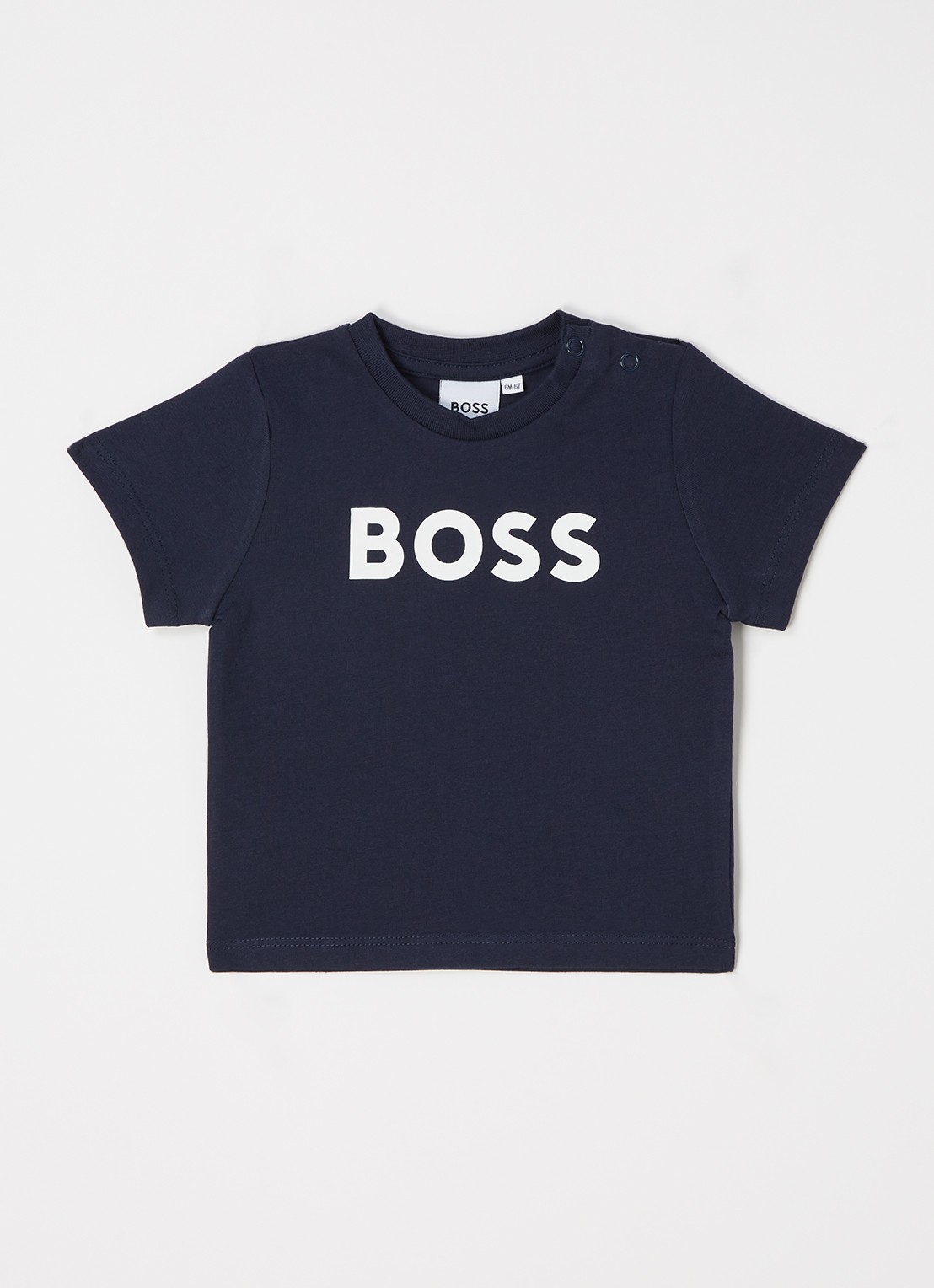 BOSS T-shirt met logoprint - voorkant donkerblauw