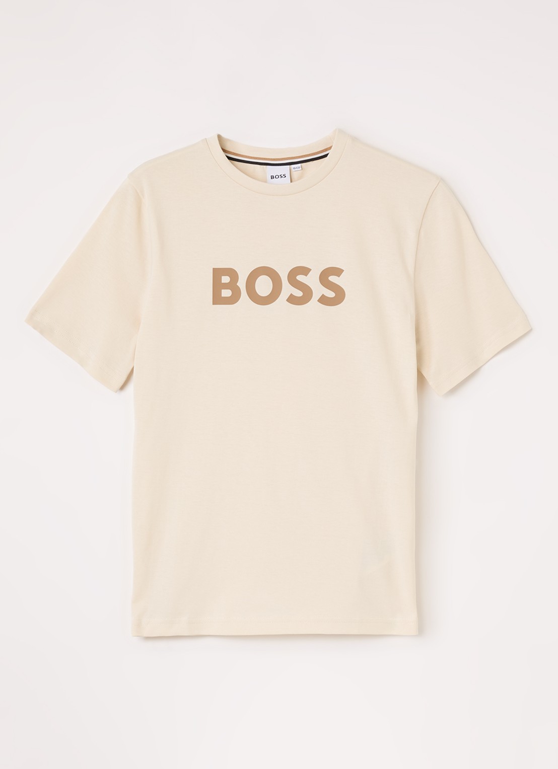 BOSS T-shirt met logoprint - voorkant vanillegeel