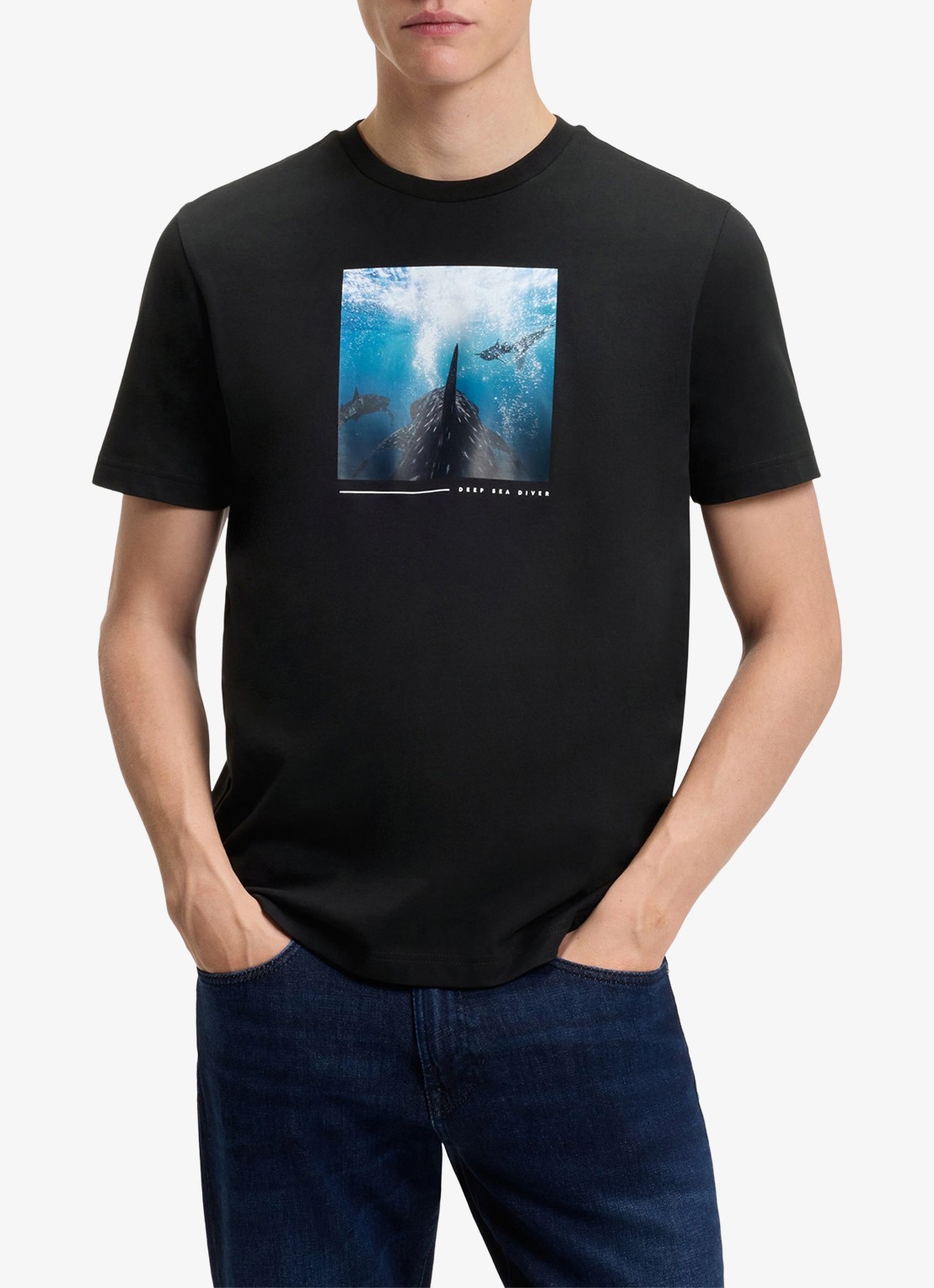 BOSS T-shirt met print  - detail 4 black-001 / zwart