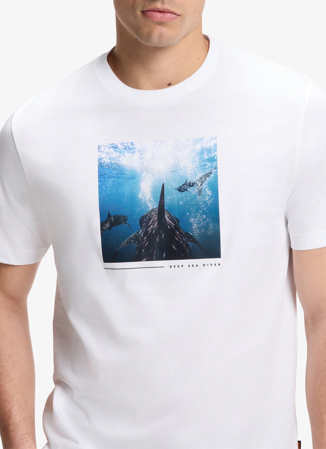 BOSS T-shirt met print  - detail 5 natural-101 / wit