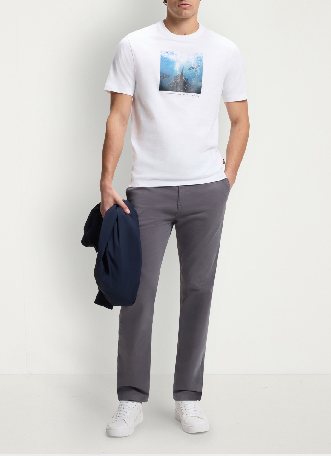 BOSS T-shirt met print  - voorkant 2 natural-101 / wit