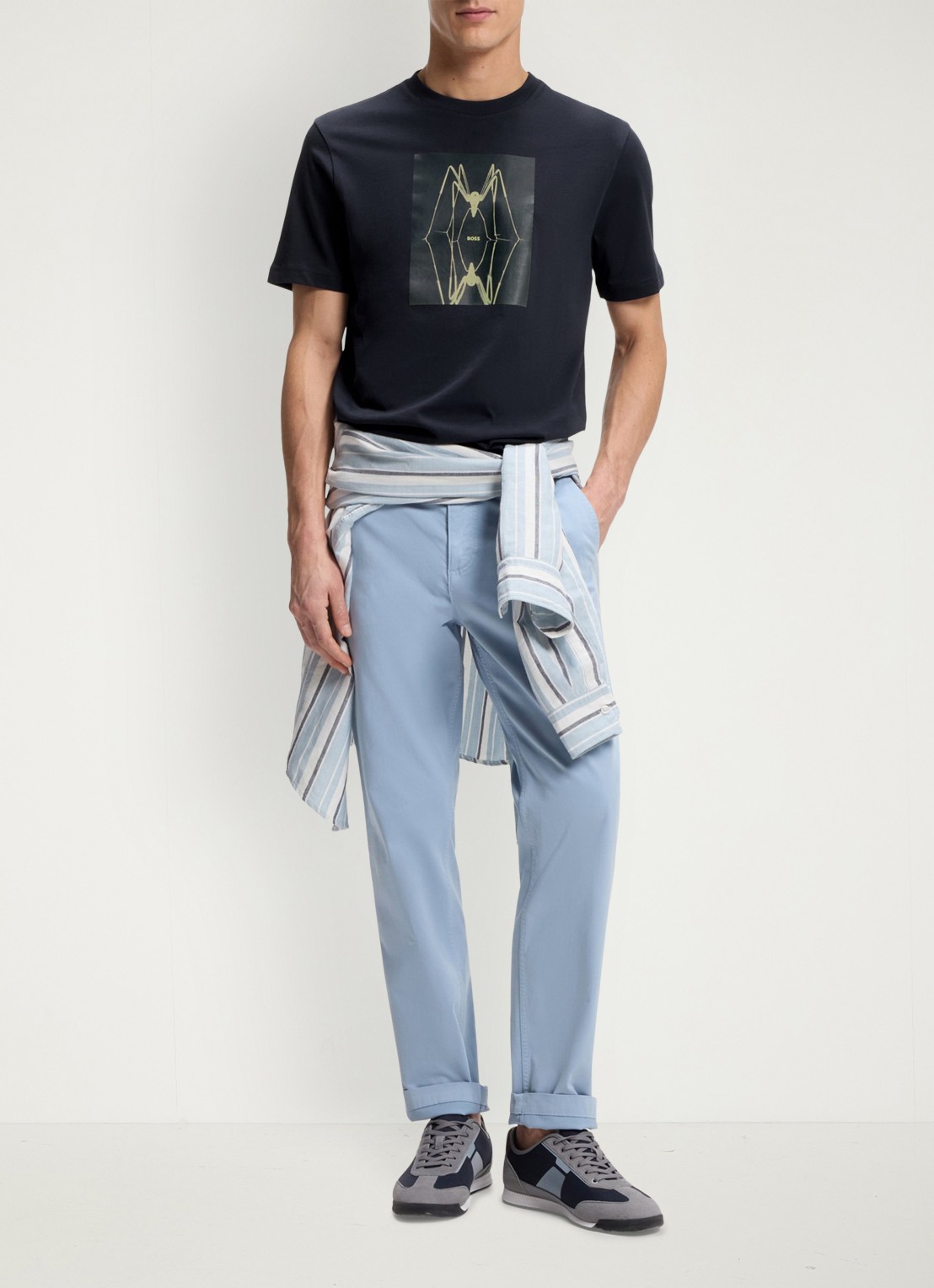 BOSS T-shirt met print  - voorkant 5 dark blue-404 / blauw