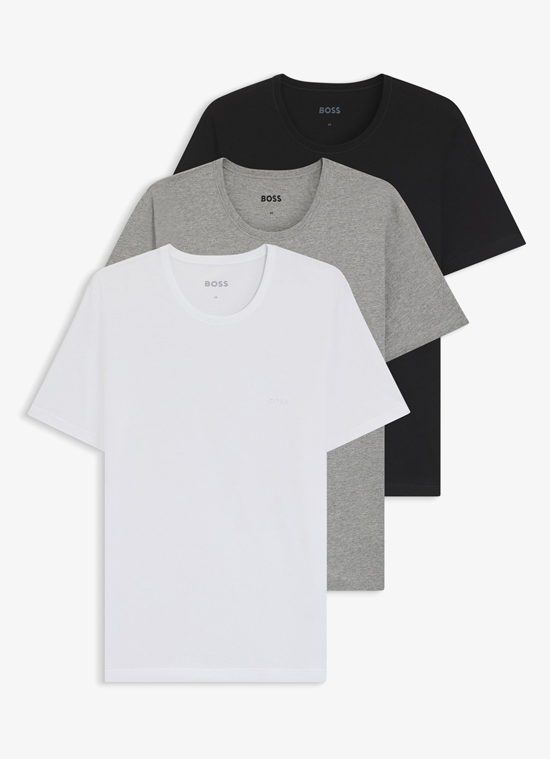 BOSS T-shirt met ronde hals in 3-pack - voorkant grijsmele
