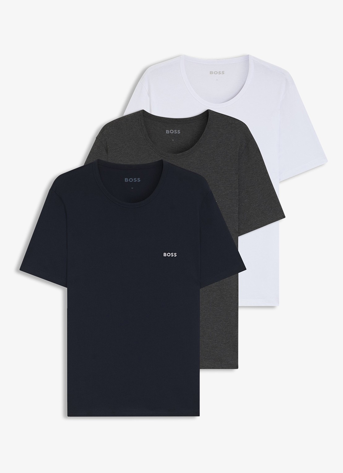 BOSS T-shirt met ronde hals in 3-pack - voorkant 4 antraciet