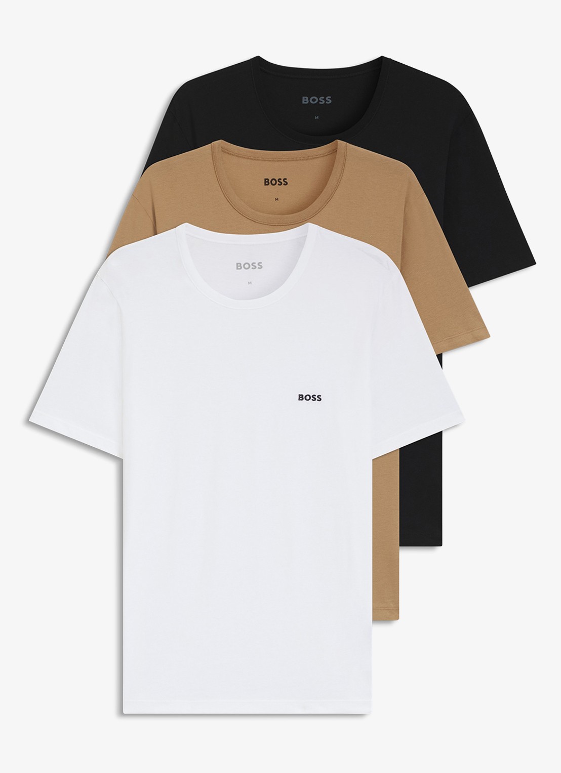BOSS T-shirt met ronde hals in 3-pack - voorkant 4 camel
