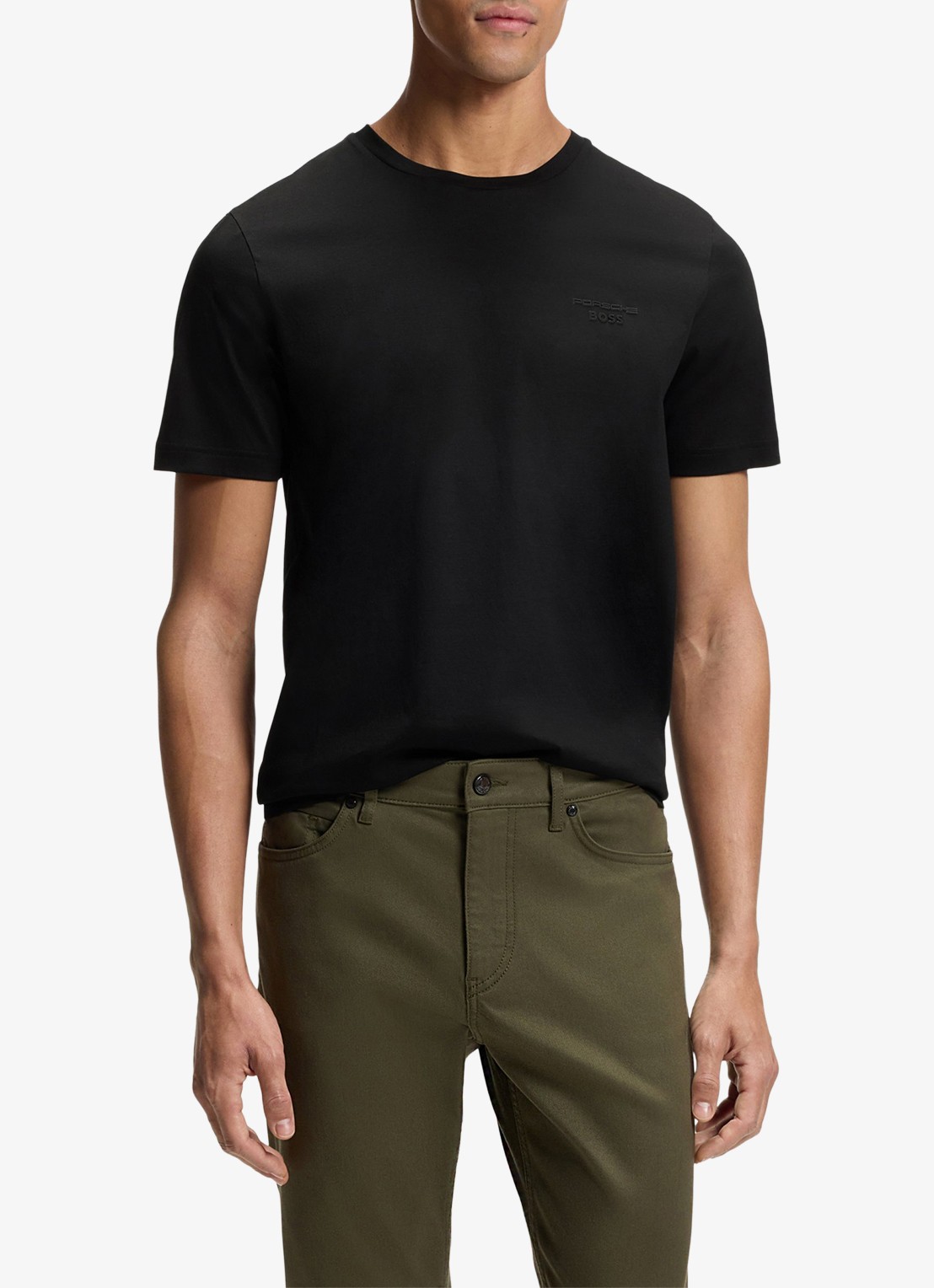 BOSS T-shirt met ronde hals - detail 4 zwart