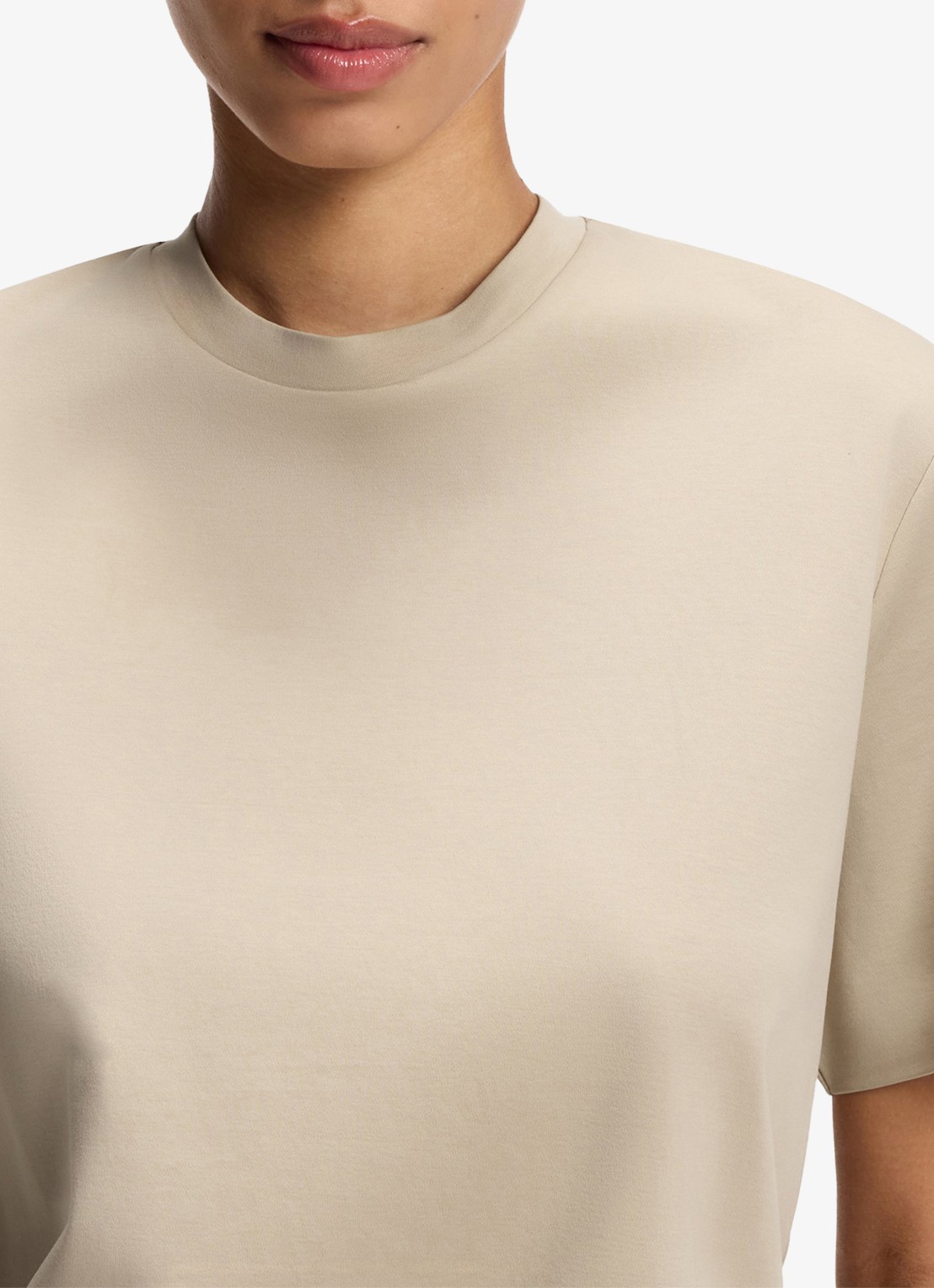 BOSS T-shirt met ronde hals - detail 2 beige