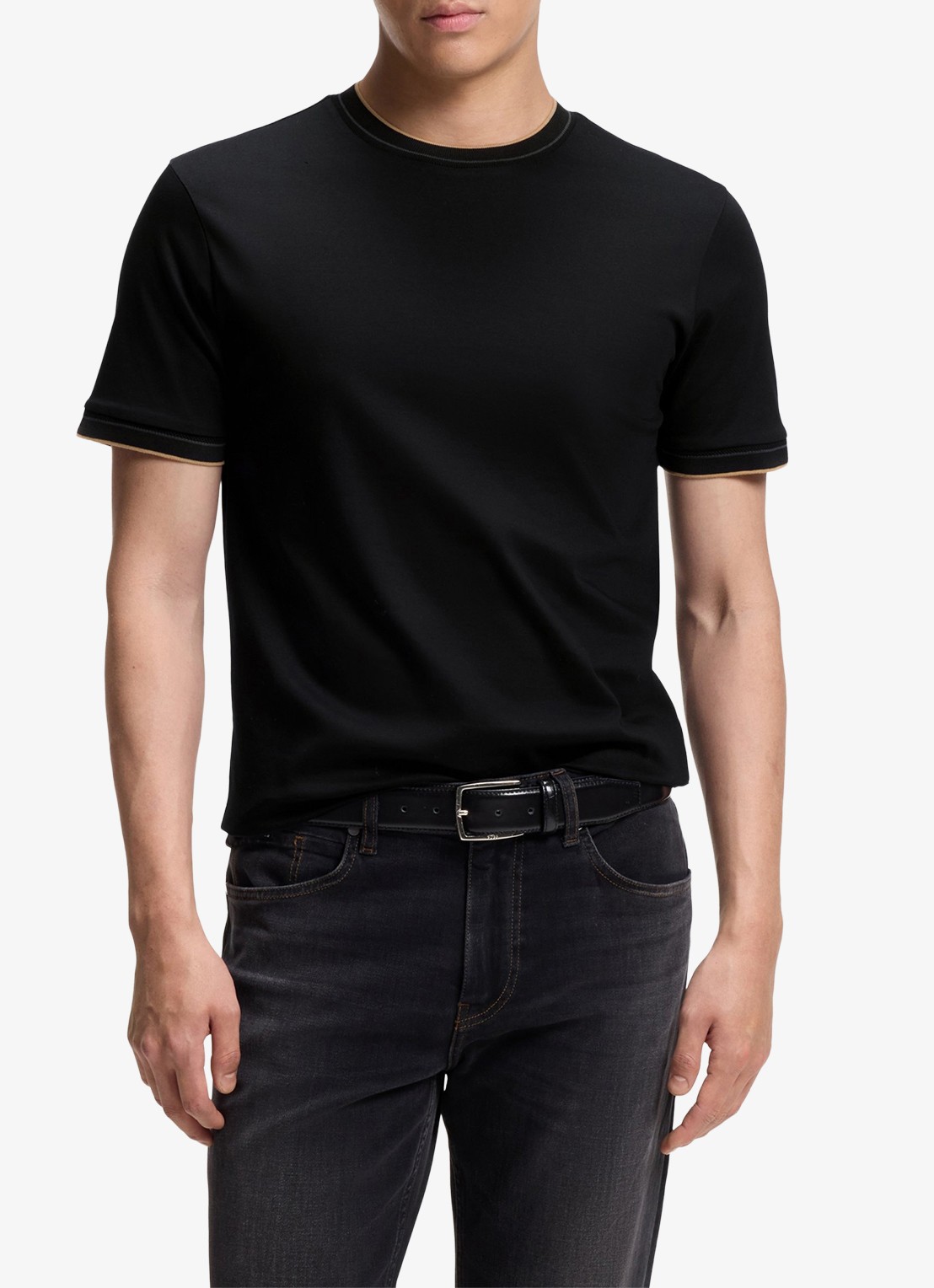 BOSS T-shirt met ronde hals - detail zwart