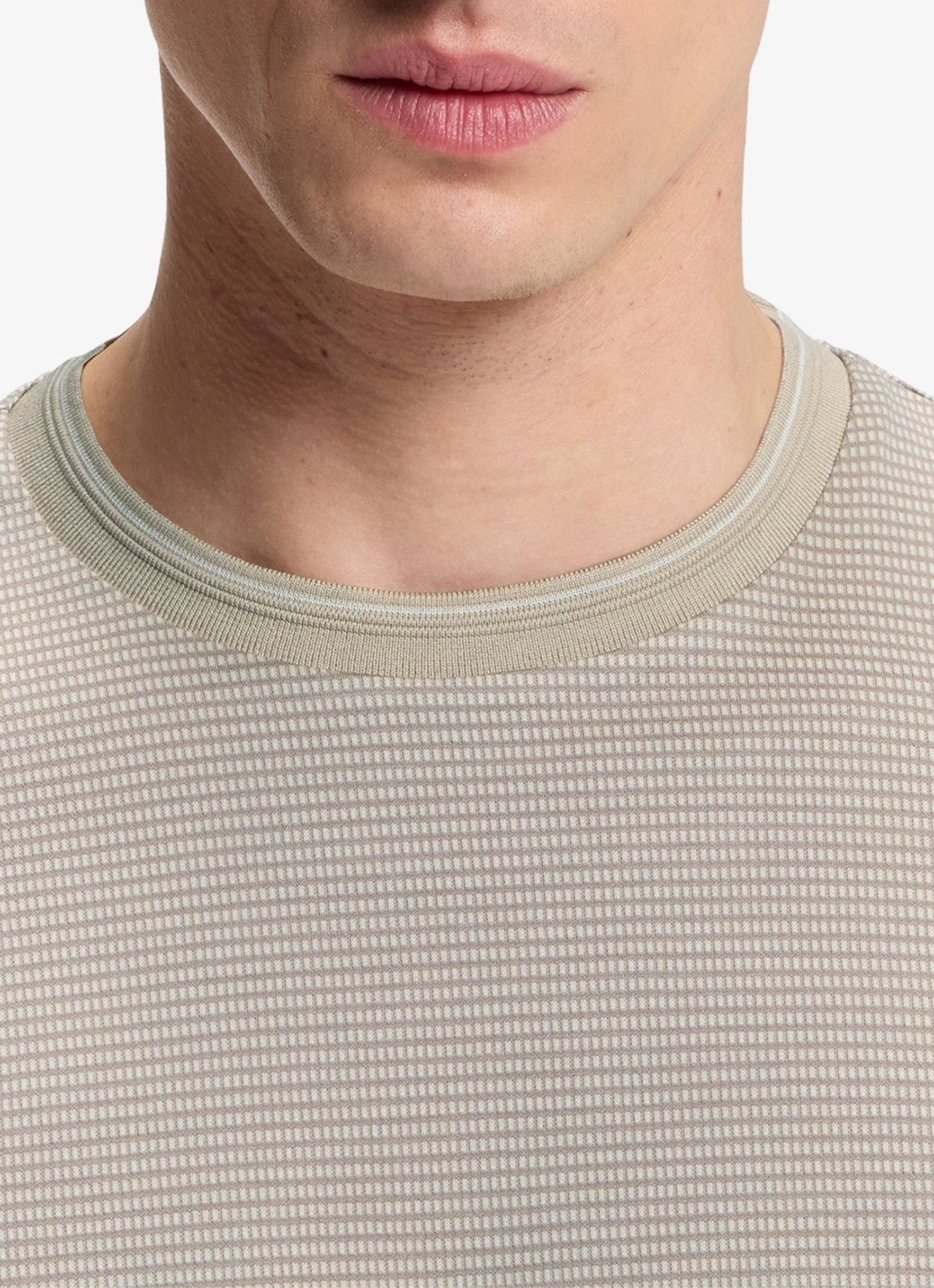BOSS T-shirt met streepprint en ronde hals - detail 3 beige