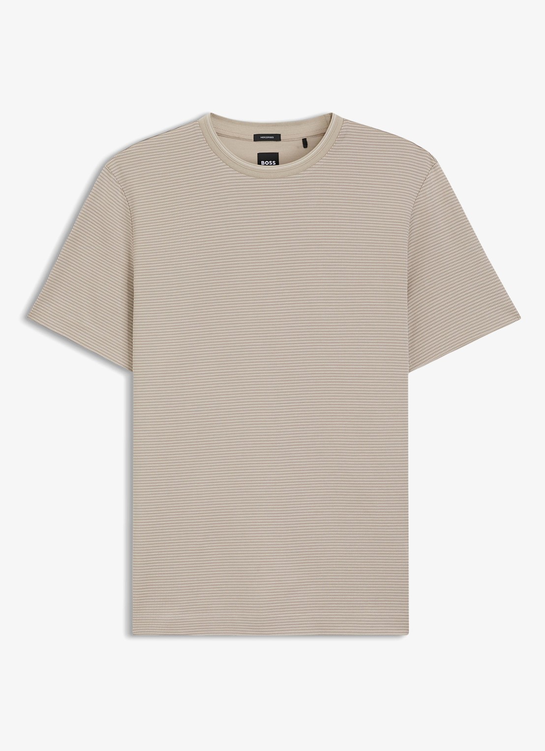 BOSS T-shirt met streepprint en ronde hals - voorkant 4 beige