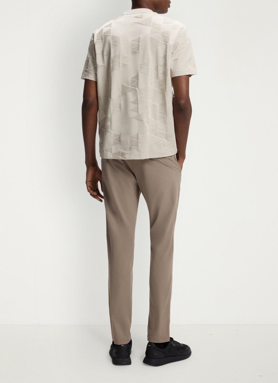 BOSS T-shirt met structuur - achterkant 4 beige