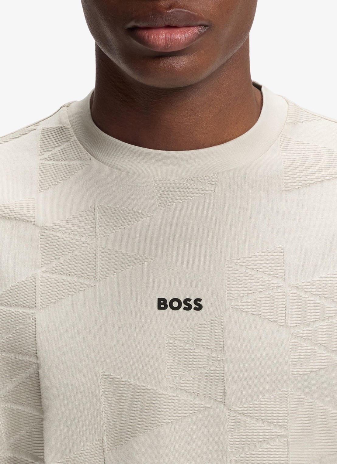 BOSS T-shirt met structuur - detail 3 beige