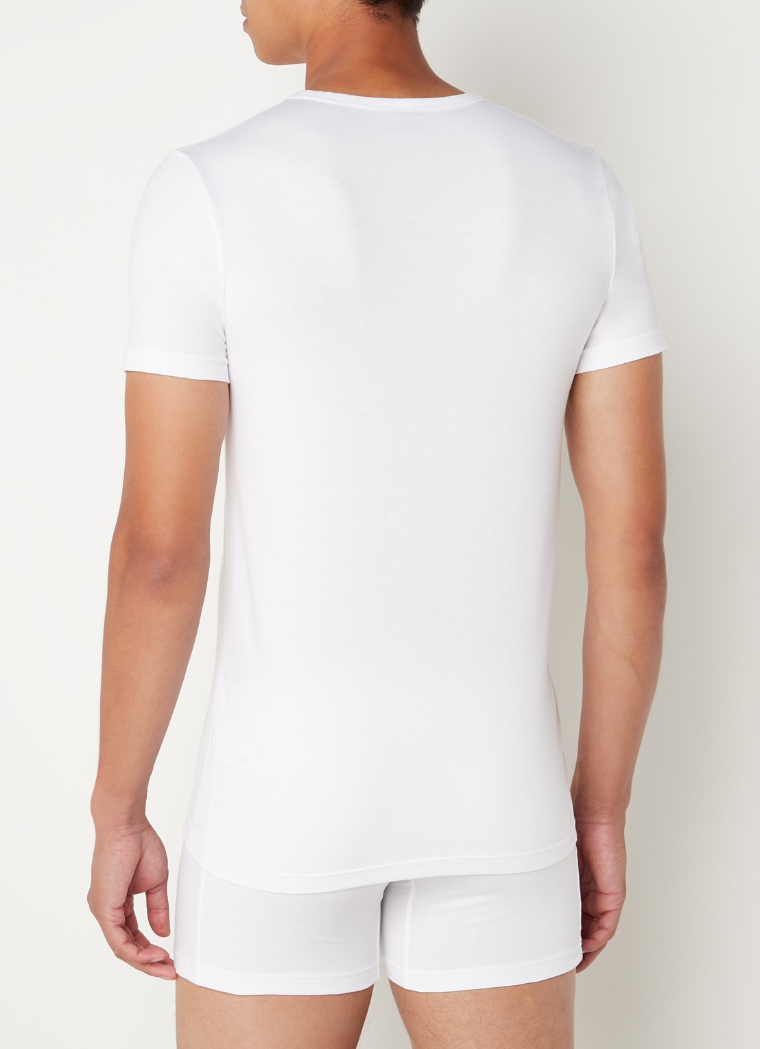 BOSS T-shirt met V-hals en stretch in 2-pack - achterkant 3 wit