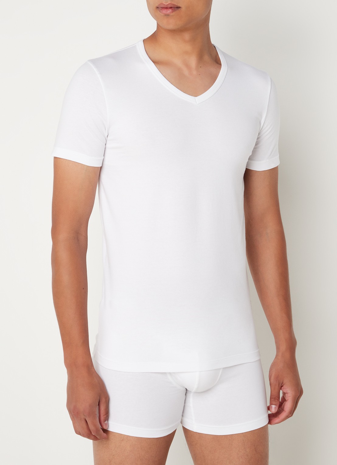 BOSS T-shirt met V-hals en stretch in 2-pack - detail 4 wit