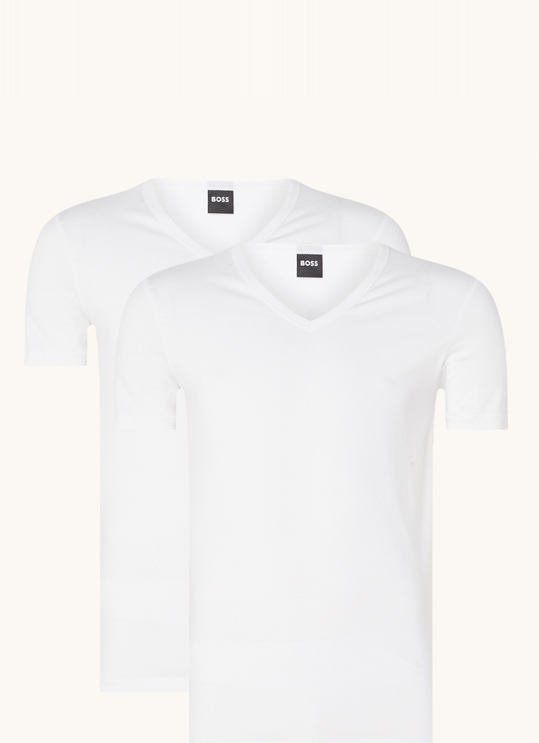 BOSS T-shirt met V-hals en stretch in 2-pack - voorkant wit