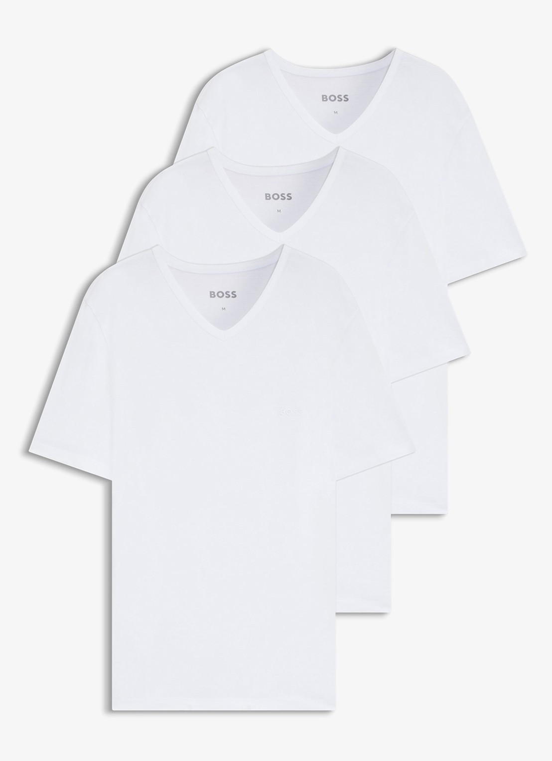 BOSS T-shirt met V-hals in 3-pack - voorkant wit
